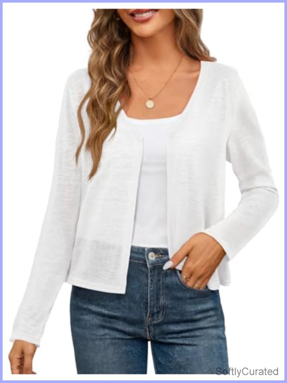 Women's Summer Lightweight Open Front Cardigan Long Sleeve V-Neck Button